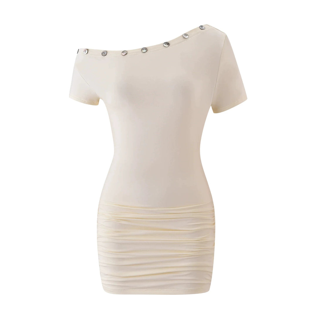 Damen Figurumspielendes Wickeloberteil mit asymmetrischem Ausschnitt und metallischen Knopfdetails R&B