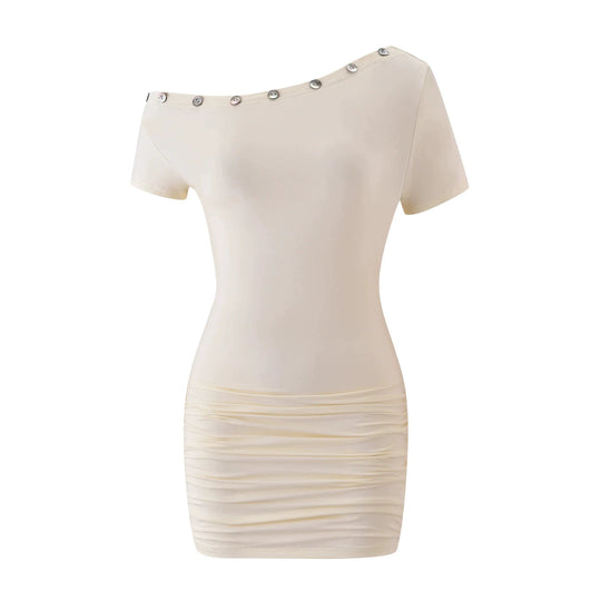 Damen Figurumspielendes Wickeloberteil mit asymmetrischem Ausschnitt und metallischen Knopfdetails R&B