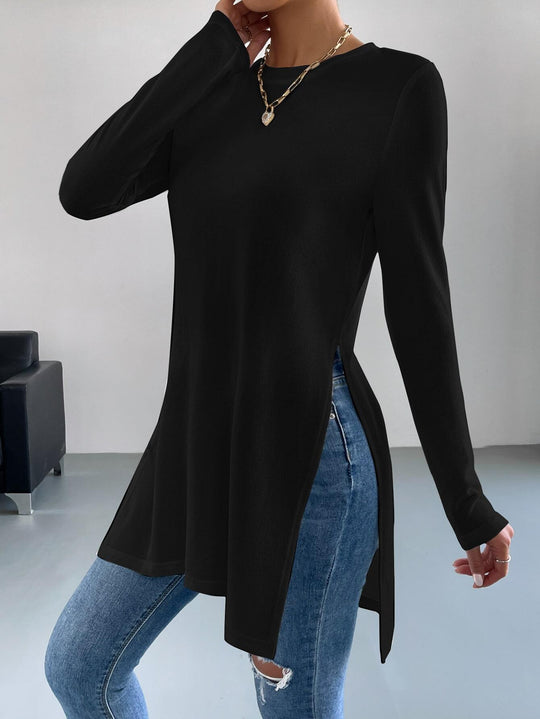 Damen Langarmshirt mit seitlichen Schlitzen und hochwertiger Verarbeitung R&B