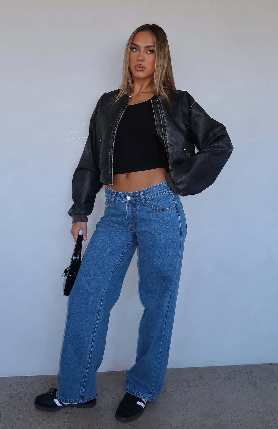 Damen lässige weite Jeans mit hohem Bund und modischem Schnitt R&B