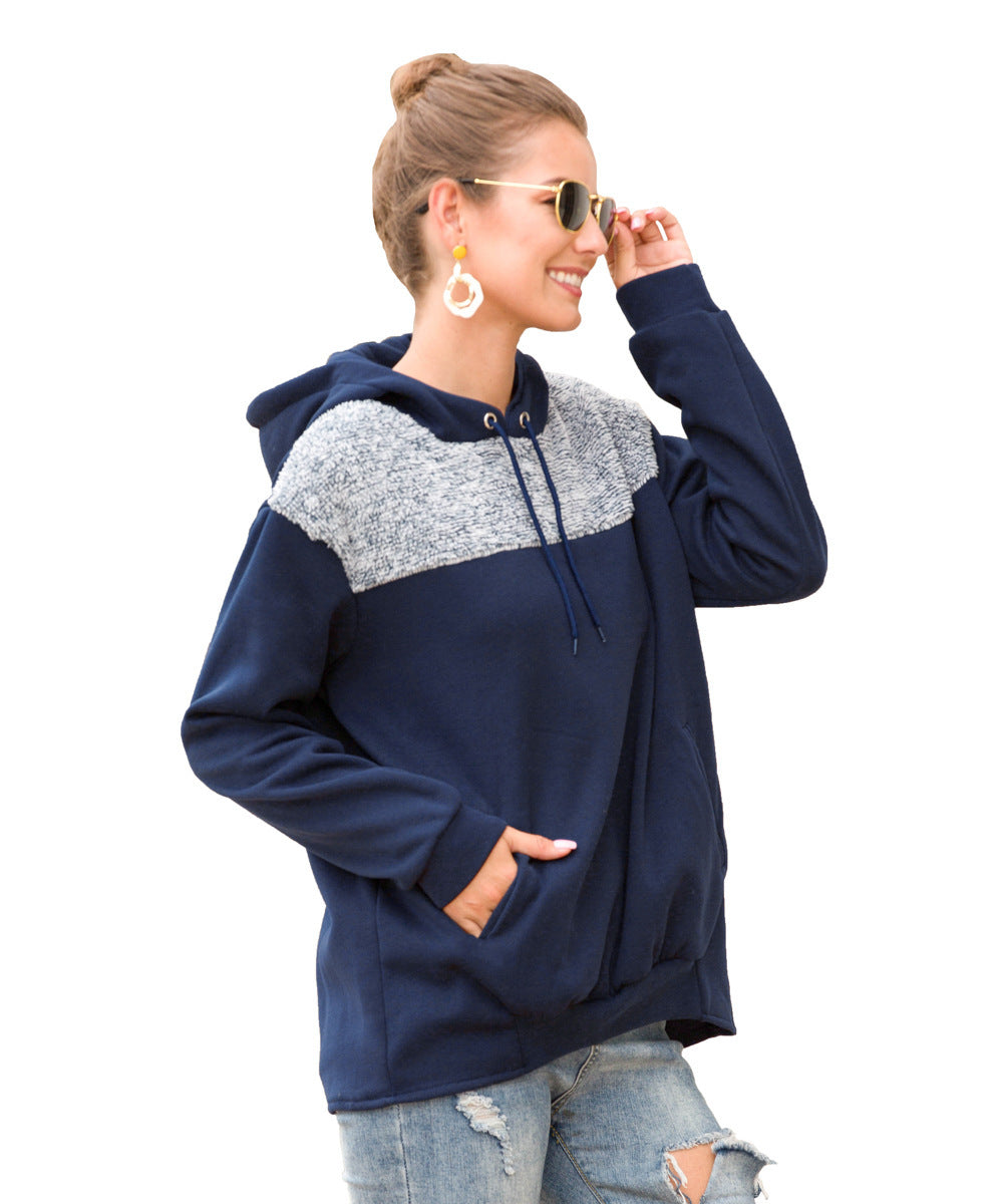 Damen Kapuzenpullover mit stylischem Kontrastdesign und elastischem Saum R&B