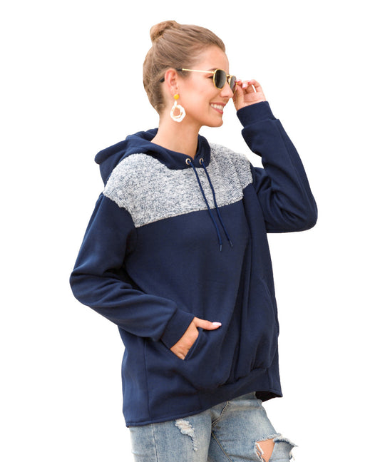 Damen Kapuzenpullover mit stylischem Kontrastdesign und elastischem Saum R&B