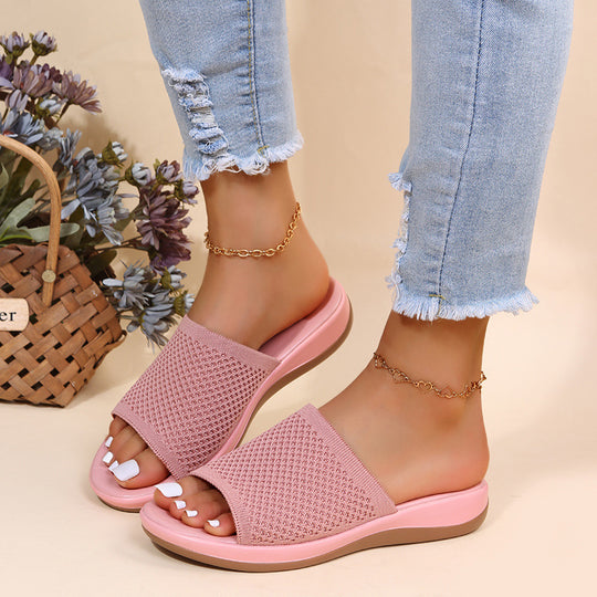 Damen bequeme Freizeitsandalen mit elastischem Obermaterial und ergonomischer Sohle R&B
