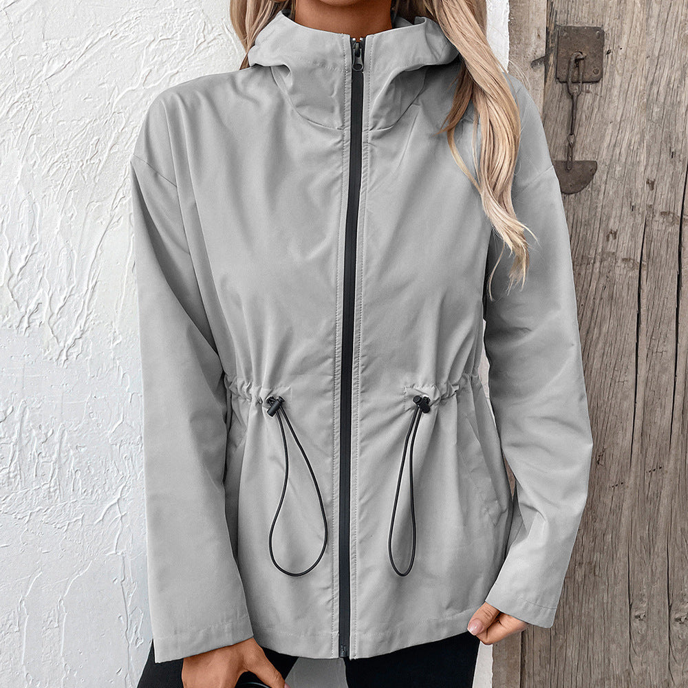 Damen leichte Kapuzenjacke mit einstellbarem Bund R&B