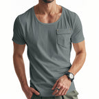 Herren Basic V-Ausschnitt T-Shirt mit Brusttasche R&B