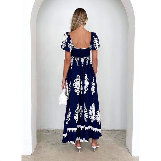 Damen Maxikleid mit eleganten Rüschendetails und floralem Muster R&B