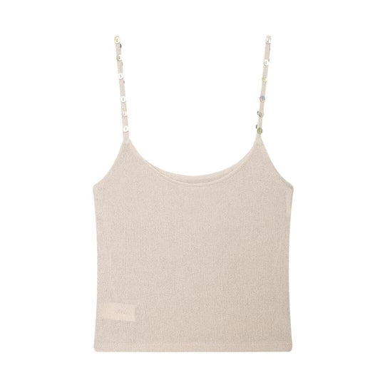 Damen Trägershirt mit feiner Struktur und dekorativen Knöpfen R&B
