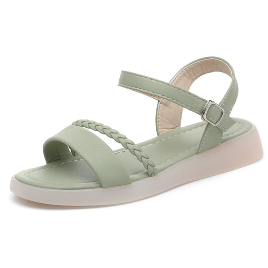 Damen Flache Sandalen mit geflochtenem Riemen und verstellbarem Fesselriemen R&B