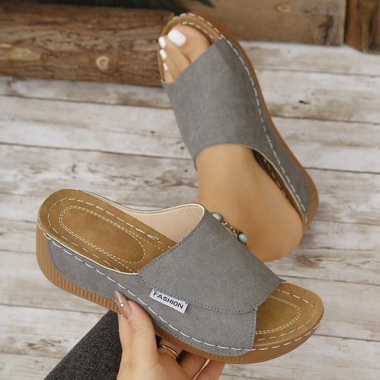 Damen Wedge-Pantoletten mit elegantem Schnitt und modischem Riemendesign R&B