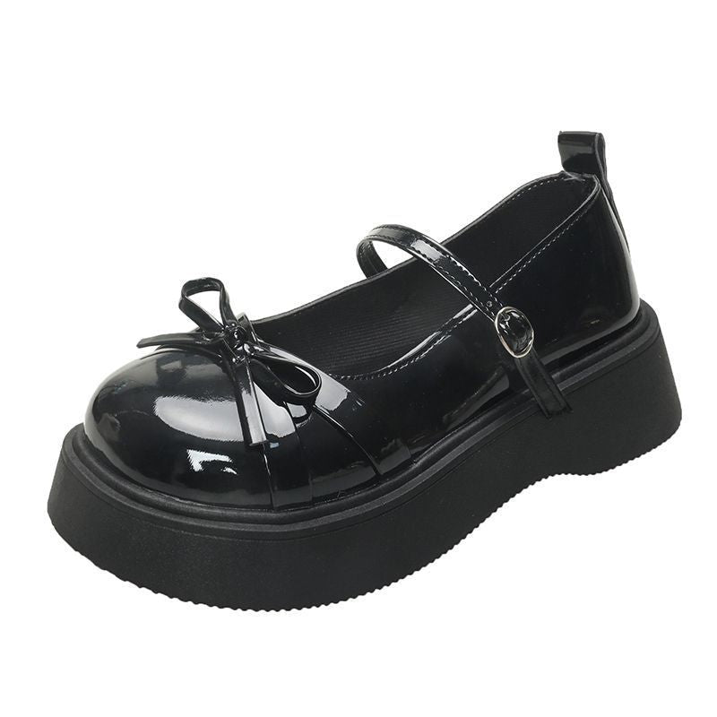 Damen Schicke Plateau-Schuhe mit glänzendem Obermaterial und dekorativem Riemchen R&B