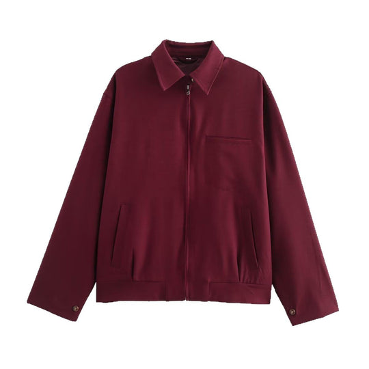 Damen langärmlige Utility-Jacke mit praktischen Taschen und hohem Kragen R&B