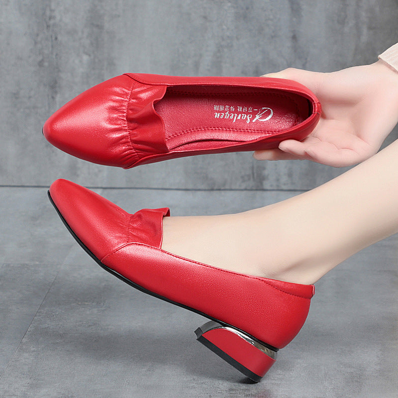 Damen Elegante Ballerinas mit elastischem Plateau und modischer Raffung R&B