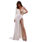 Damen Eleganter Jumpsuit mit asymmetrischem Schnitt und funkelnden Akzenten R&B