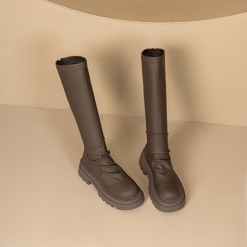 Damen hohe Gummistiefel mit rutschfester Profilsohle und elastischem Schaft R&B