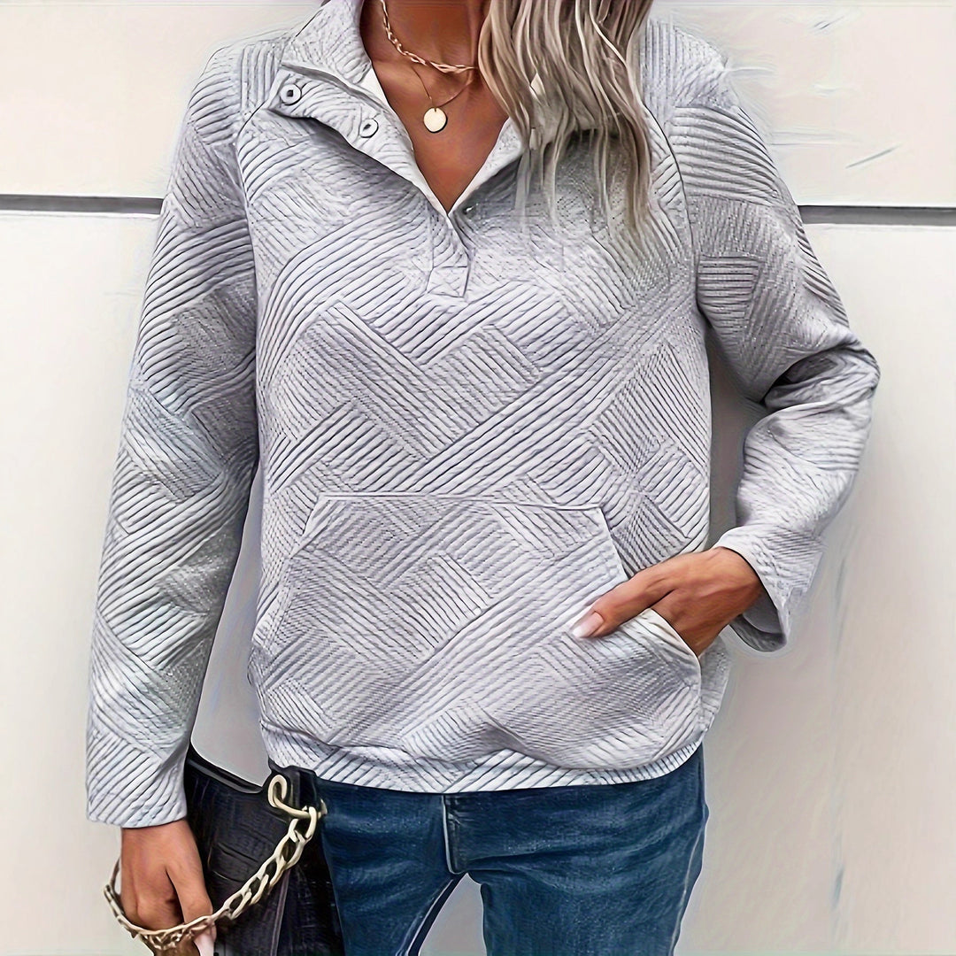 Damen Pullover mit strukturiertem Design und zwei praktischen Taschen R&B