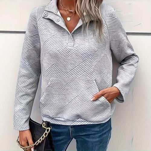 Damen Pullover mit strukturiertem Design und zwei praktischen Taschen R&B
