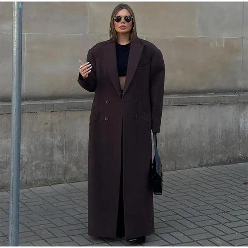 Damen Oversized Wollmantel R&B