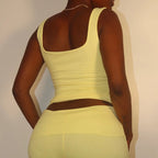 Damen Sportliches Crop-Top und legere Flared Pants Set R&B