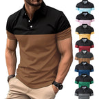 Herren Kurzarm-Polohemd mit kontrastierenden Farbblöcken und modernem Schnitt R&B
