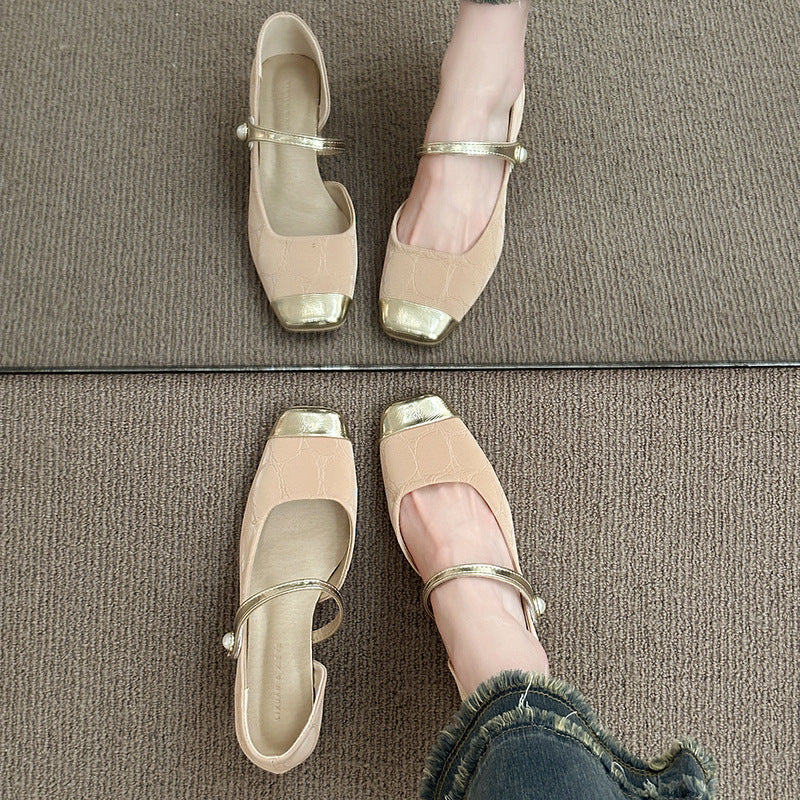 Damen elegante Sling-Ballerinas mit hochwertigem Riemen und glänzendem Zehenbereich R&B