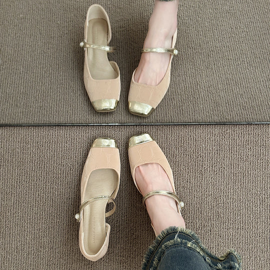 Damen elegante Sling-Ballerinas mit hochwertigem Riemen und glänzendem Zehenbereich R&B