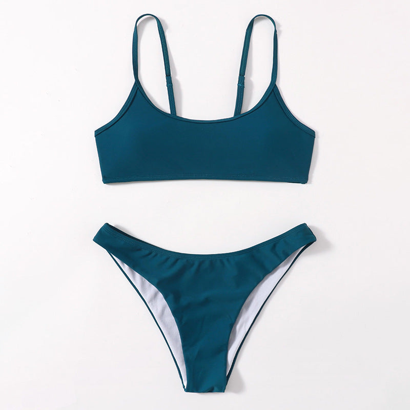 Damen Sportliches Bikini-Set mit verstellbaren Trägern und hohem Beinausschnitt R&B