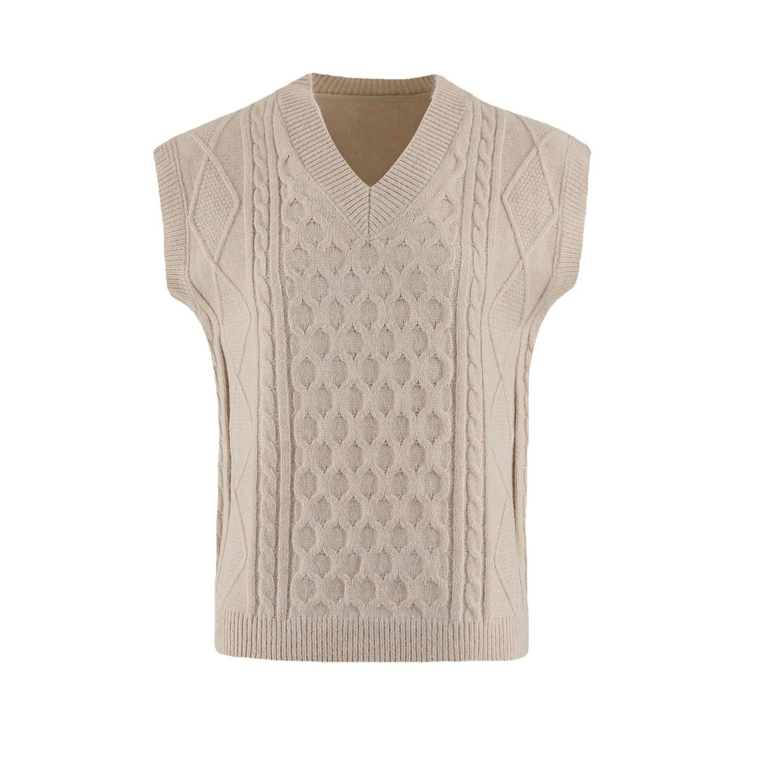 Damen Strickweste mit V-Ausschnitt und Kabelmuster R&B