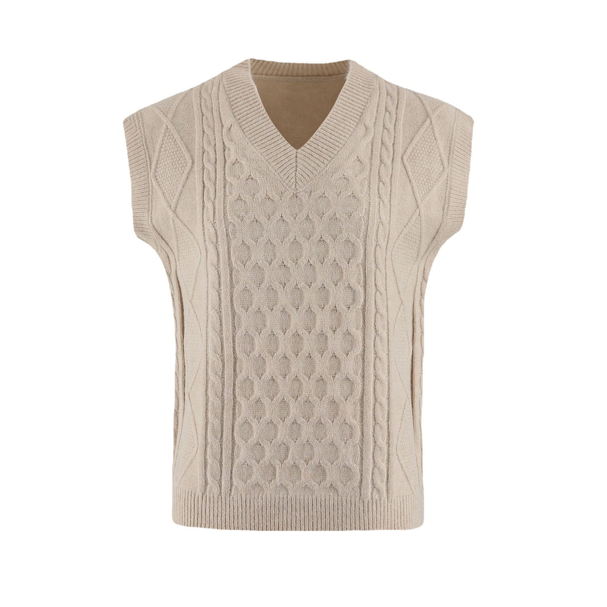 Damen Strickweste mit V-Ausschnitt und Kabelmuster