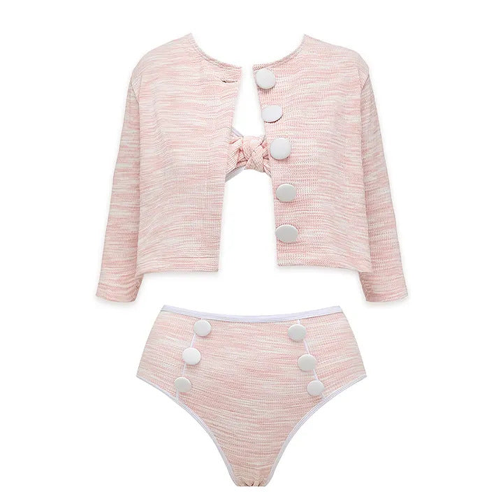 Damen Bikini-Set mit hochtailliertem Höschen und modischem Oberteil R&B