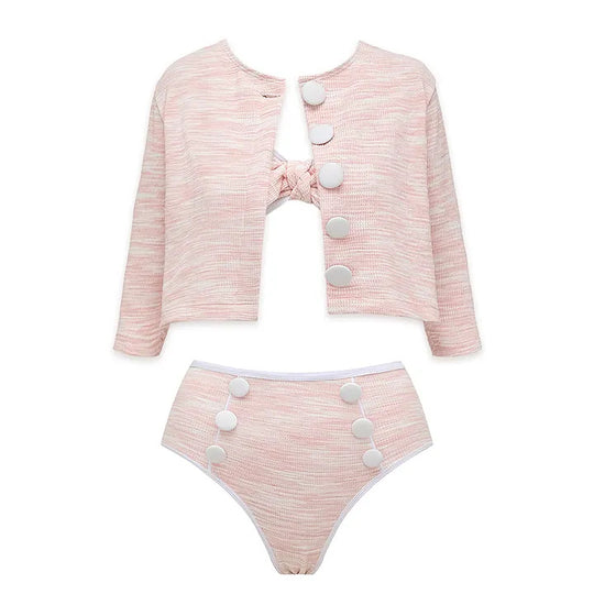 Damen Bikini-Set mit hochtailliertem Höschen und modischem Oberteil R&B