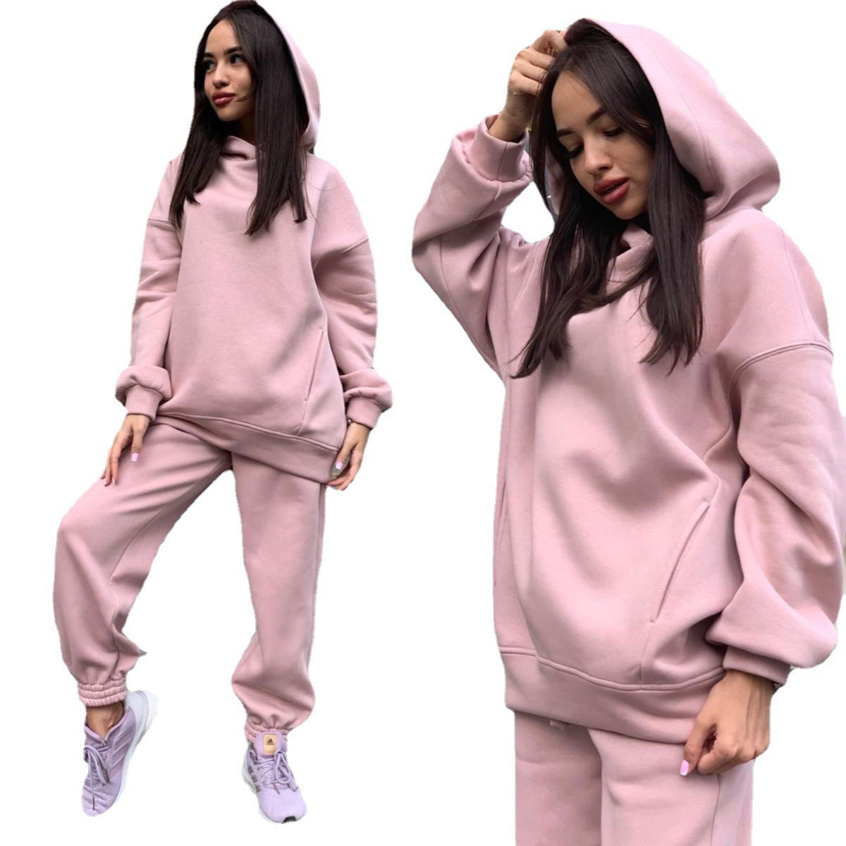 Damen Sportliches Hoodie- und Jogginghosen-Set im lässigen Design mit Kapuze R&B