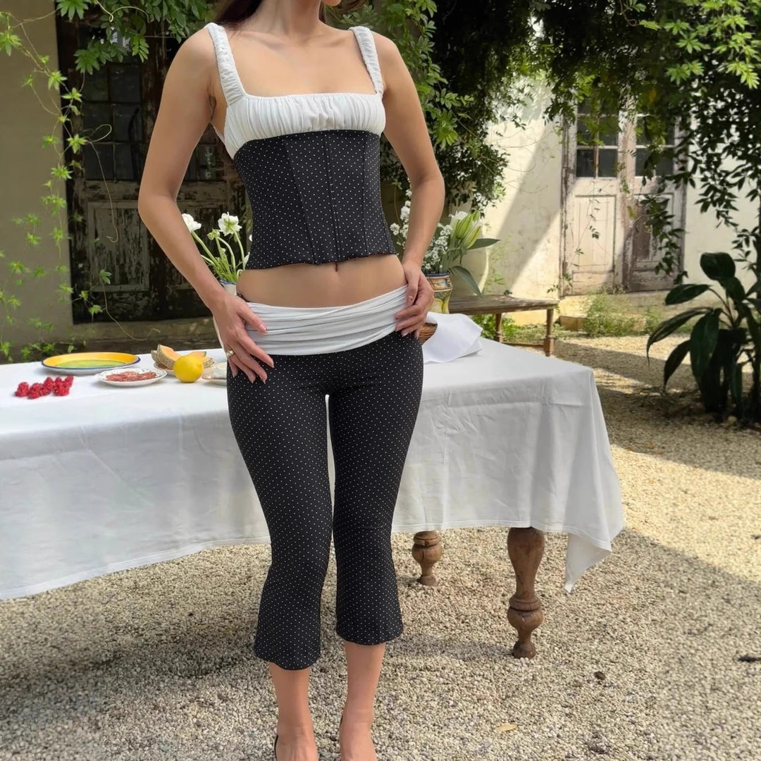 Damen Corsagenoberteil mit taillierter Hose im Punkte-Design R&B