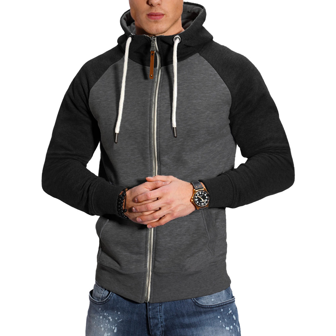 Herren raffinierter Kapuzenpullover mit hochwertigem Reißverschluss R&B