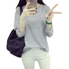 Damen gestreiftes Langarmshirt mit weichem Strukturstoff und lässigem Schnitt