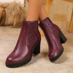 Damen modische Ankle-Boots mit strukturiertem Obermaterial R&B