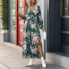 Damen Maxikleid mit floralem Design und seitlichem Schlitz R&B