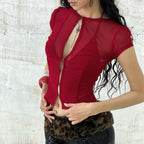 Damen Mesh-Oberteil mit dekorativem BindR&Band R&B