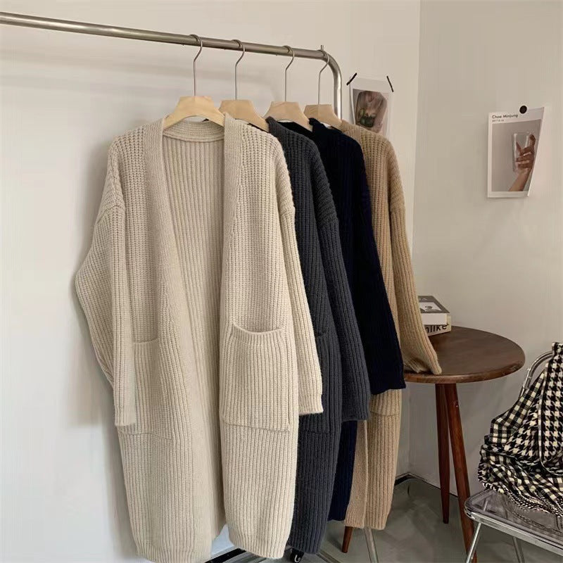 Damen Strickcardigan mit lockerer Silhouette und tiefen Taschen R&B