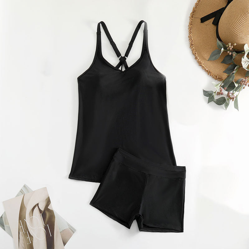 Damen Sportliches Tankini-Set mit verstellbaren Trägern und figurformendem Schnitt R&B
