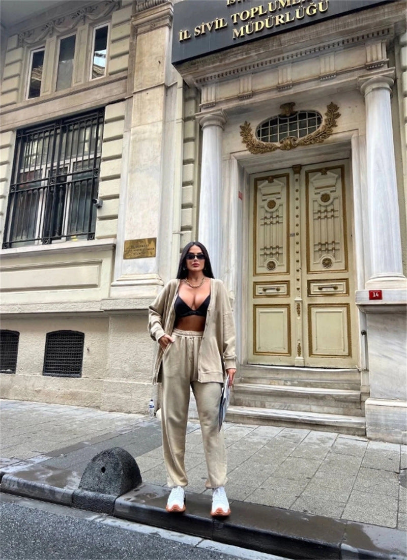 Damen lässiger Oversized Cardigan mit Knöpfen R&B