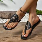 Damen Zehentrennersandalen mit filigranem Musterschnitt und komfortabler Fußbettgestaltung R&B