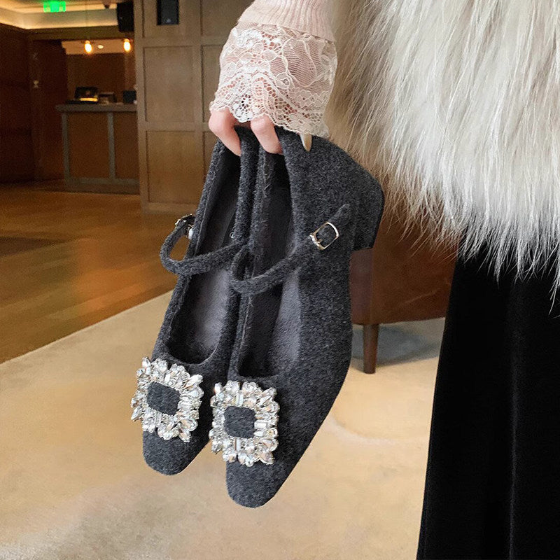 Damen Elegante Ballerinas mit Schmuckakzent und komfortablem Riemchen