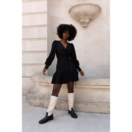 Damen schmeichelhaft Wickel-Mini-Kleid mit Leopardenmuster R&B