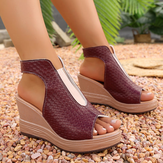 Damen Wedge-Sandaletten mit einem modischen Wabenmuster und rutschfester Sohle R&B