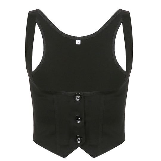Damen Modisches Crop-Top mit eleganten Knopfdetails und tailliertem Schnitt R&B