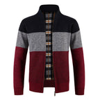 Herren Strickjacke mit modernem Farbblockdesign und kuscheligem Innenfutter R&B