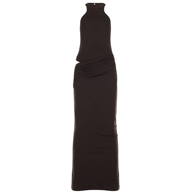 Damen Maxikleid mit elegantem Wickeldesign und hohem Kragen R&B