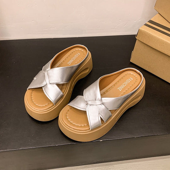 Damen Plateau-Sandalen mit stilvollem Knotendesign und bequemem Fußbett R&B