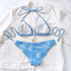 Damen Triangel-Bikini mit hohem Beinausschnitt und strukturiertem Stoff