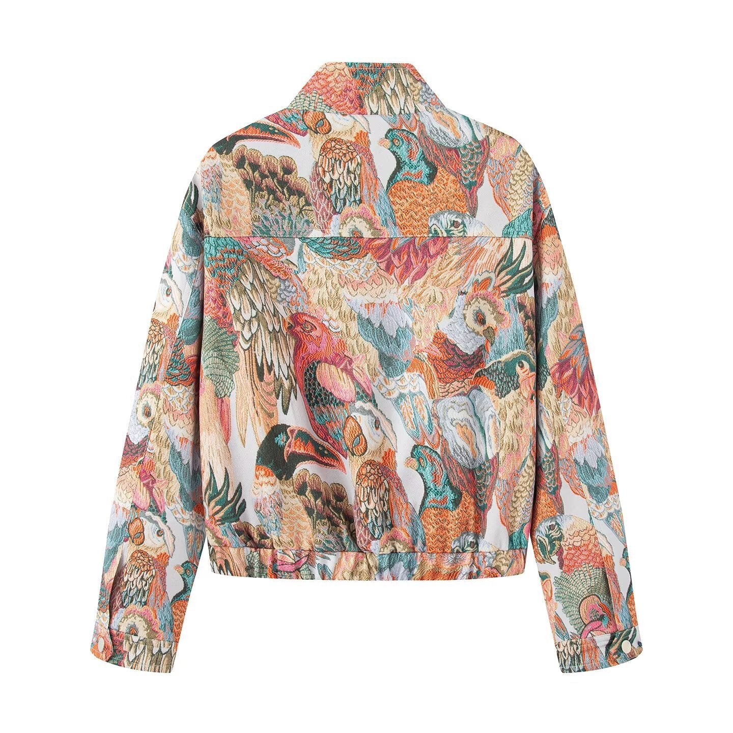 Damen Utility-Jacke mit buntem Tiermuster und praktischen Taschen R&B